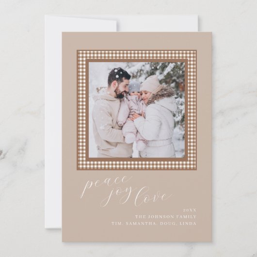 Brown Tan Christmas Kaart Holiday Photo Afbeelding (Voorkant)