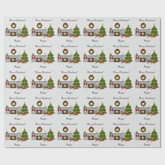 Brown & Tan Dapple Short Hair Dachshund Kerstmis Cadeaupapier (Vlak)