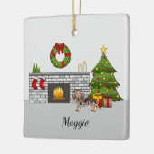 Brown & Tan Dapple Short Hair Dachshund Kerstmis Keramisch Ornament (Links)