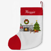 Brown & Tan Dapple Short Hair Dachshund Kerstmis Kleine Kerstsok (Achterkant)