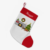 Brown & Tan Dapple Short Hair Dachshund Kerstmis Kleine Kerstsok (Voorkant (Hangend))