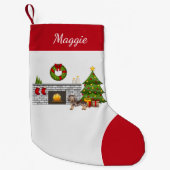 Brown & Tan Dapple Short Hair Dachshund Kerstmis Kleine Kerstsok (Voorkant)