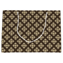 Brown & Tan Deco Hearts Patterned