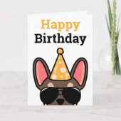 Brown Tan French Bulldog Happy Birthday Kaart (Voorkant)