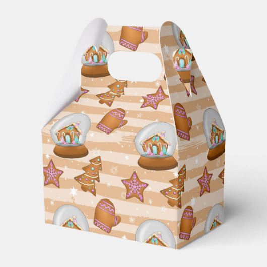 BROWN & TAN GINGERBREAD HUIZEN & SNOEPJES BEDANKDOOSJES (Voorkant Zijde)