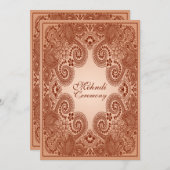Brown, Tan Henna Mehndi Party Invitation Kaart (Voorkant / Achterkant)