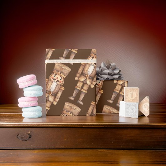 Brown Tan Nutcracker Soldier Cadeaupapier