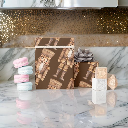 Brown Tan Nutcracker Soldier Cadeaupapier