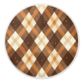 Brown Tan Plaid Keramische Knop (Voorkant)