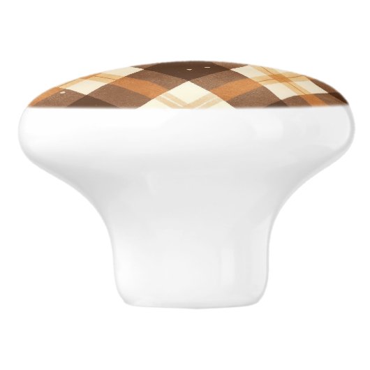 Brown Tan Plaid Keramische Knop (Zijkant)