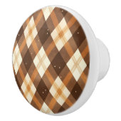 Brown Tan Plaid Keramische Knop (Rechts)