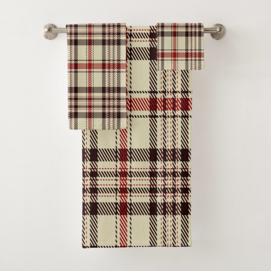 Brown Tartan Bath Towel Set Bad Handdoek (Insitu)