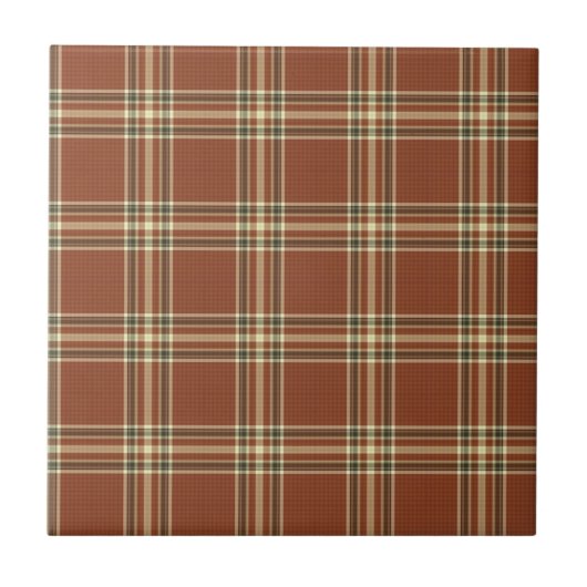 Brown Tartan Keramische Tile Tegeltje (Voorkant)