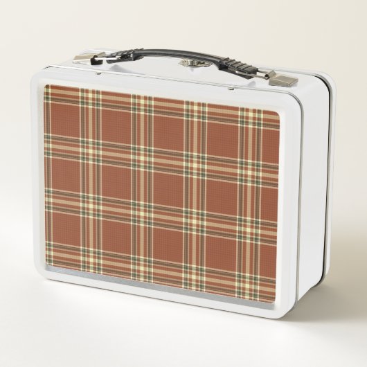 Brown Tartan Metal Lunch Box (Achterkant)