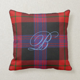 Brown Tartan Monogram Pillow Kussen