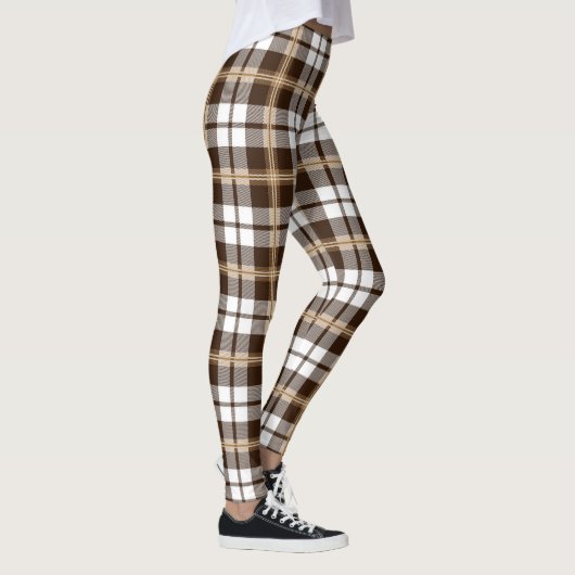 Brown Tartan Pset Scottish Pattern Leggings (Rechts)