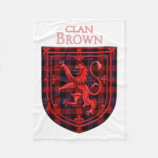 Brown Tartan Scottish Play Lion Rampant Fleece Deken (Voorkant)