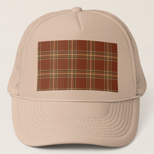 Brown Tartan Trucker Hat Pet (Voorkant)