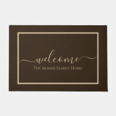 Brown Taupe Elegant Script Familienaam Welkom Deurmat (Voorkant)