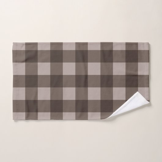 Brown Taupe Tan Rustic Checkered Squares Pset Bad Handdoek (Handdoek)