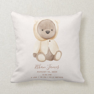 Brown Teddy Bear Baby Birth Stats Keepomwille Kussen