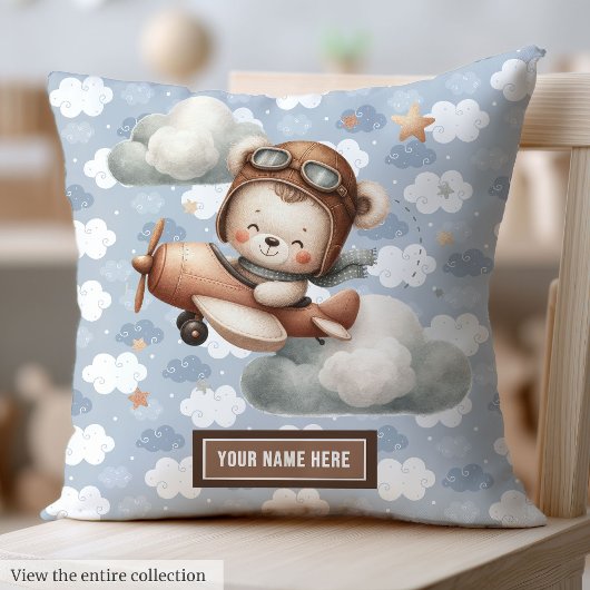 Brown Teddy Bear Baby shower Kussen Gepersonalisee