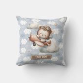 Brown Teddy Bear Baby shower Kussen Gepersonalisee (Voorkant)