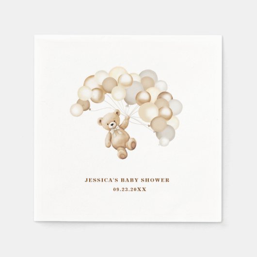 Brown Teddy Bear Baby Shower Servet (Voorkant)