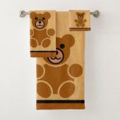 Brown Teddy Bear Bathroom Towel Set Bad Handdoek (Insitu)