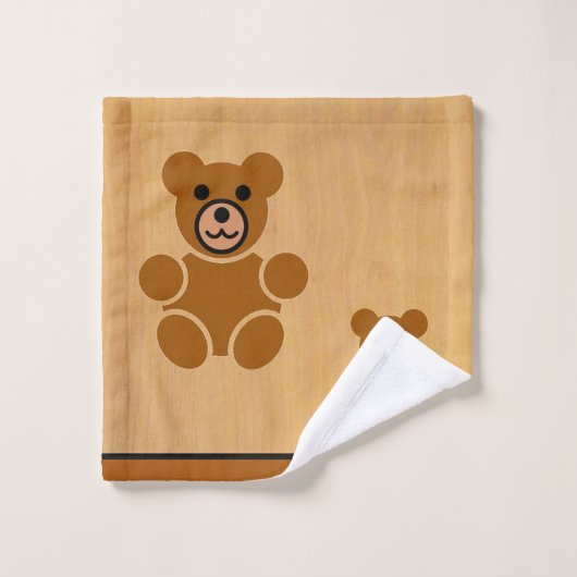 Brown Teddy Bear Bathroom Towel Set Bad Handdoek (Wasdoekje)