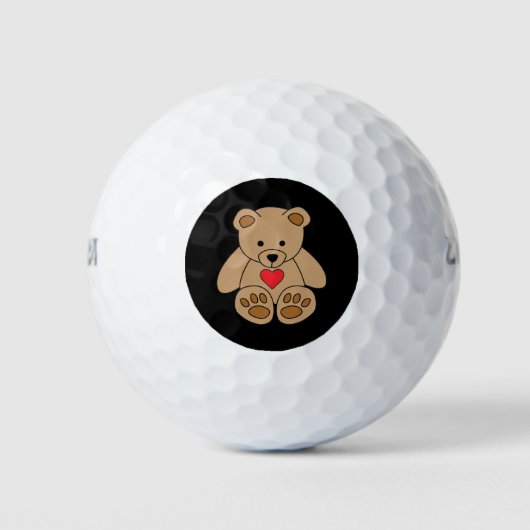 Brown Teddy Bear Heart Valentijnsdag Ik hou van je Golfballen (Voorkant)