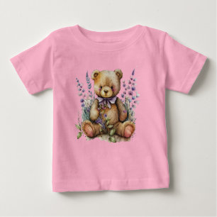 Brown Teddy Bear Lavender Flowers