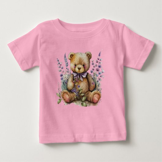 Brown Teddy Bear Lavender Flowers (Voorkant)