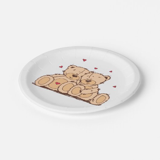 Brown Teddy Bear Love Wedding Vrijgezellenfeest Papieren Bordje (Gekanteld)