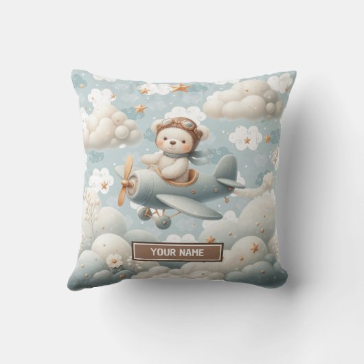 Brown Teddy Bear Pillow Baby shower Persoonlijk Kussen (Achterkant)