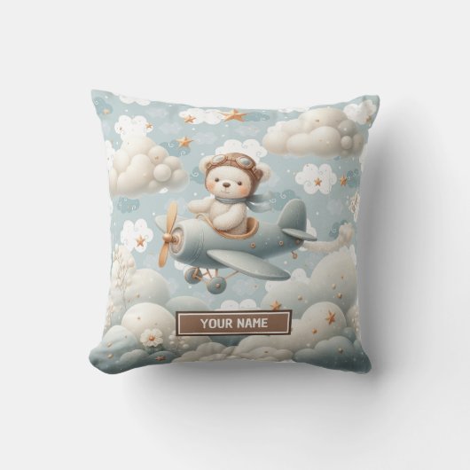 Brown Teddy Bear Pillow Baby shower Persoonlijk Kussen (Voorkant)