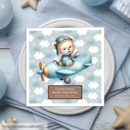 Brown Teddy Bear Pilot Baby shower servetten voor 