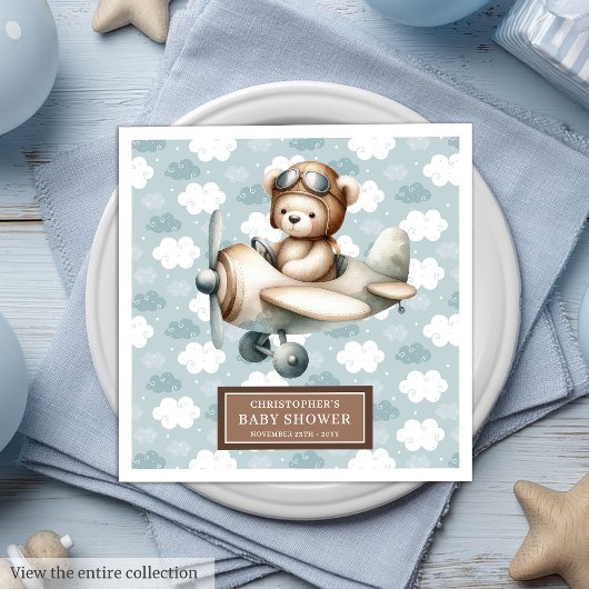 Brown Teddy Bear Pilot servetten gepersonaliseerde