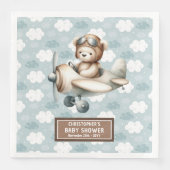 Brown Teddy Bear Pilot servetten gepersonaliseerde (Voorkant)