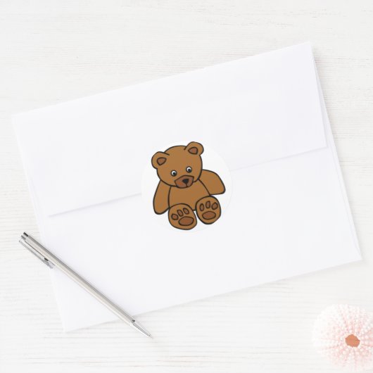 Brown Teddy Bear Ronde Sticker (Envelop)