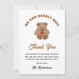 Brown Teddy Bear we kunnen Baby shower afwachten Bedankkaart