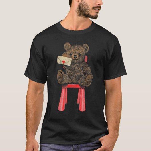 Brown Teddy Bear zit op voorzitter Schrijfbrief B T-shirt (Voorkant)
