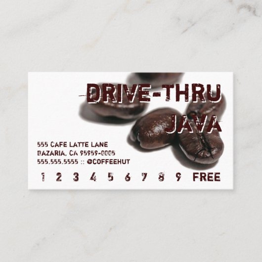 Brown Text Coffee Beans Drink Punch Card Klantenkaartje (Voorkant)