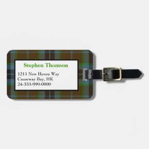 Brown Thomson Tartan Plaid Bagagelabel