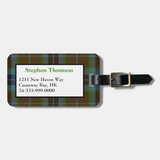 Brown Thomson Tartan Plaid Bagagelabel (Voorkant horizontaal)