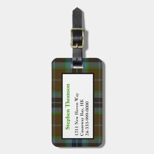 Brown Thomson Tartan Plaid Bagagelabel (Voorkant verticaal)