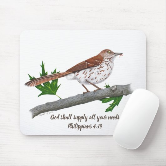 Brown Thrasher Inspirerend Mousepad Muismat (Met muis)