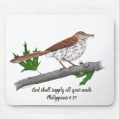 Brown Thrasher Inspirerend Mousepad Muismat (Voorkant)