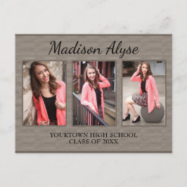 Brown Three Photo Afstuderen Save Date Briefkaart