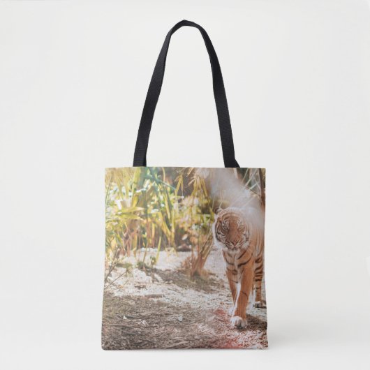 BROWN TIGER IN WALKING GESTAND TOTE BAG (Voorkant)